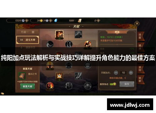 纯阳加点玩法解析与实战技巧详解提升角色能力的最佳方案