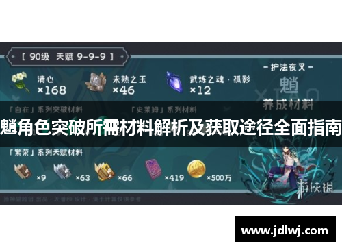 魈角色突破所需材料解析及获取途径全面指南